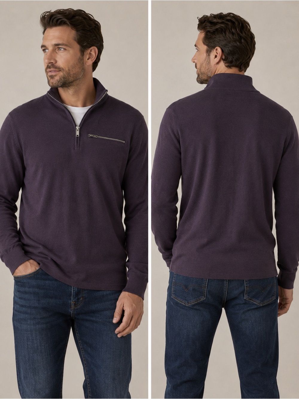 NWT Porter & Ash Men's Quarter-Zip Knit Pullover Sweater size L